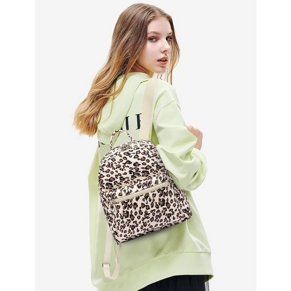 Women Leopard Polyester Light Weight Small Waterproof Mini Backpack